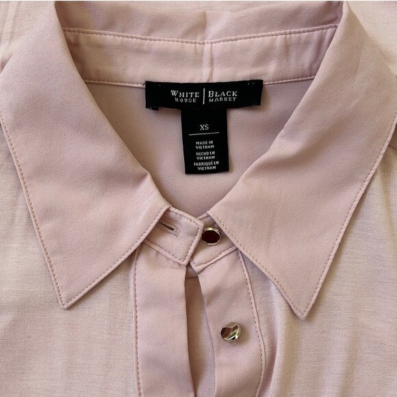 White House Black Market Blush Pink Button Up Shirt Soft Stretch Work Blouse XS - Picture 8 of 8